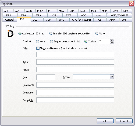 At "Title" field, if you check "Name as file name (not include extension)", FLAC MP3 Converter will set Title as file name when converting.